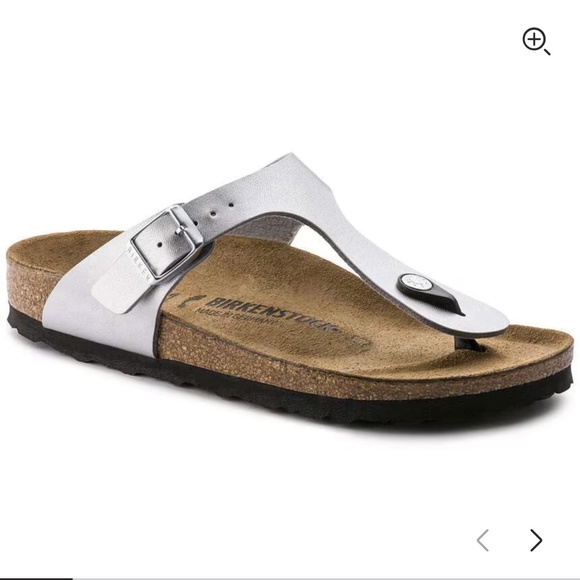 Birkenstock Shoes - Birkenstock Silver Metallic Thong Toe / Slip On Sandals Size 39